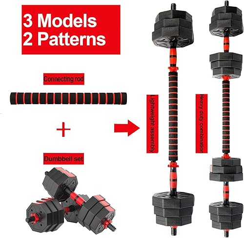 Miniatura 4 de Juego de mancuernas ajustables, juego de pesas libres de 5 a 44 libras con conector para mancuernas, opciones de flexión, ejercicios de fitness para