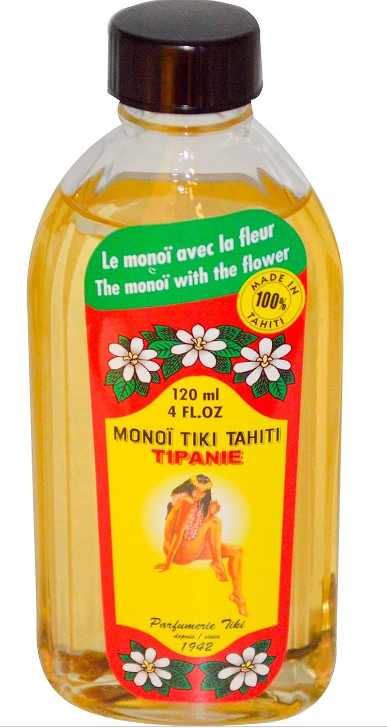 Monoi Tiki Tahiti Tipanie Frangipani Coconut Oil (Pack of 2), Scented With Fresh Handpicked Tiare Flowers, 100% Made in Tahiti, 4 fl. oz.