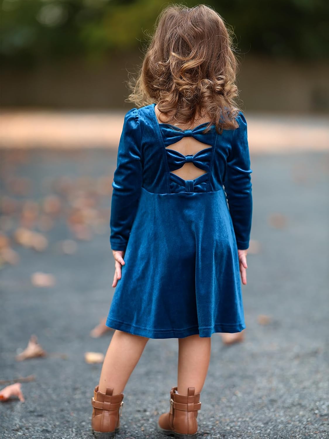 Miipat Toddler Girls Velvet Dress Ruffle Fall Winter Dress Long Sleeve Elegant Wedding Party Dress