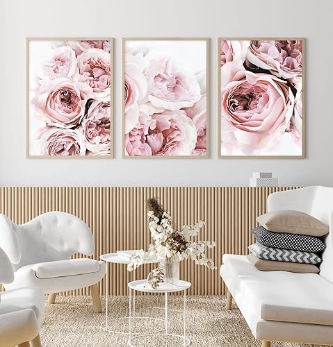 Miniatura 47 de Arte de pared bohemio con margaritas, decoración de pared de lienzo de montaña, impresiones abstractas de flores silvestres, puesta de sol, arte de