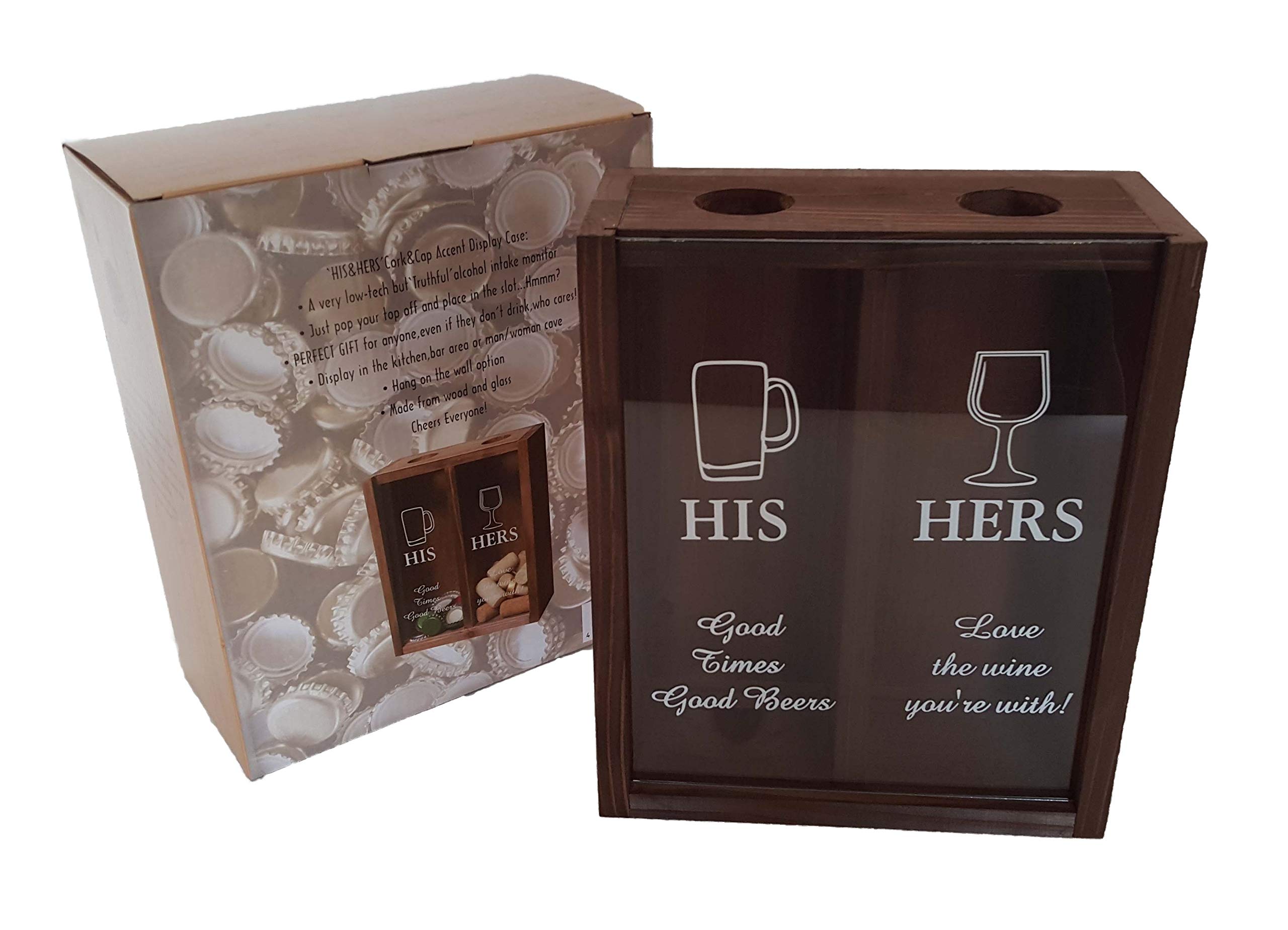 Dondor Enterprises Tic Tac Toe Shot Glass Drinking Game, Beer Bottle Opener Cap Game, His & Hers Wine Cork & Beer Cap Shadow Box (HIS & Hers)