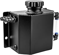 Cesilili Aluminum Coolant Overflow Tank - 1L Universal Black Reservoir Expansion Tank for Cars Trucks
