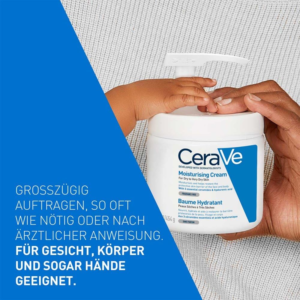 Crema Idratante CeraVe per Pelli da Secche a Molto Secche con Ceramidi e Acido Ialuronico - Flacone da 473 ml