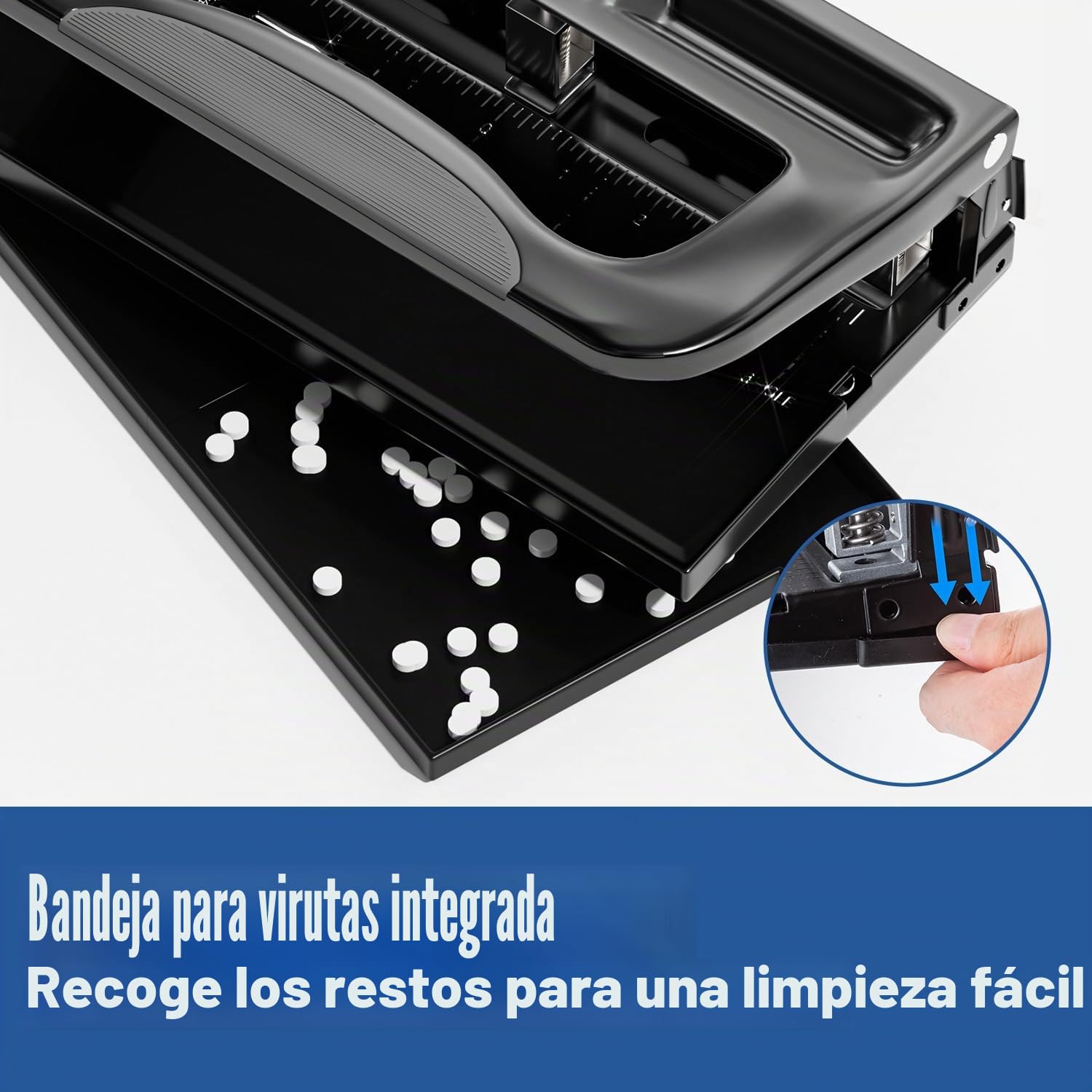 XOOL Perforadora de Papel, 3 Agujeros, 40 Hojas de Capacidad, Metal Resistente, Fuerza Reducida