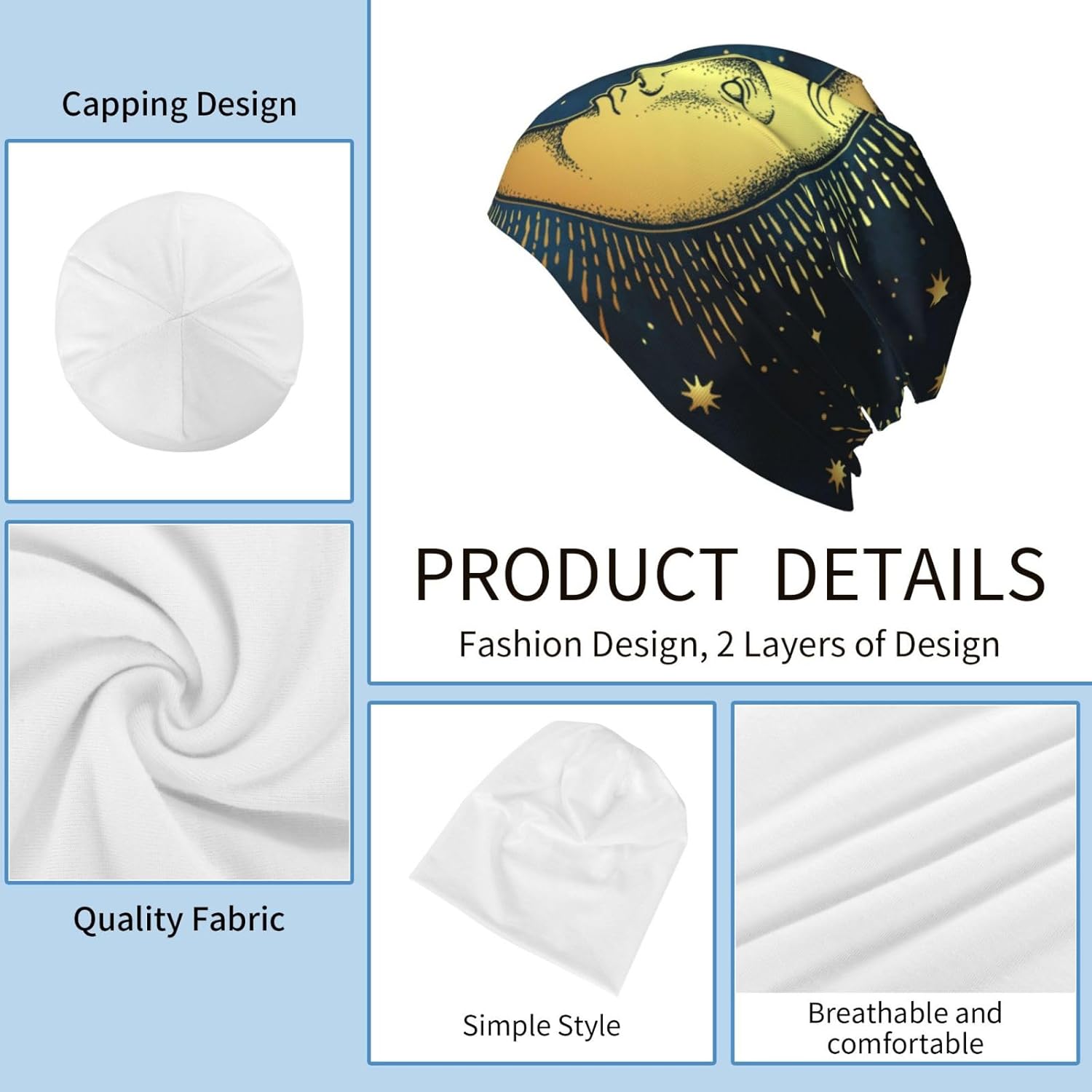 Skull Beanie for Women Men, Warm Stretch Knitted Beanies Hat Lightweight Casual Slouchy Cap Cancer Headwear - Image 4