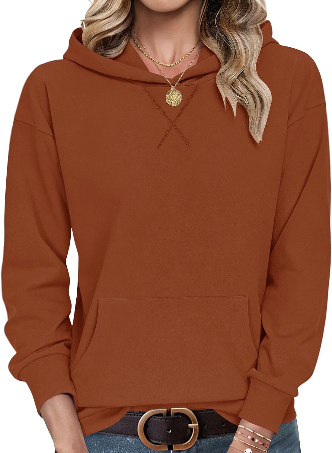 AUSELILY Women Sweatshirt Crewneck Hoodies Pullover Long Sleeve Tops Hooded