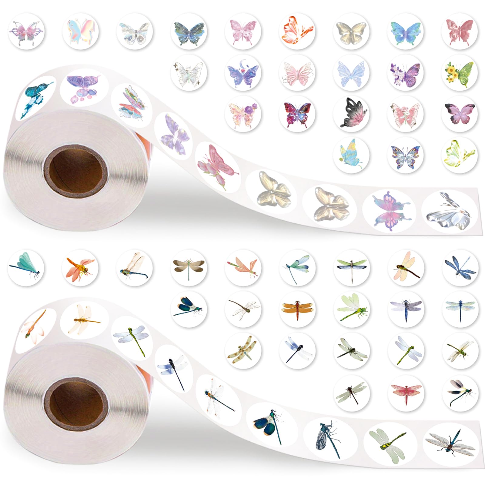 400 pegatinas surtidas de mariposas y flores, rollo de pegatinas de mariposas, pegatinas de colores para niñas, pegatinas de recompensa para manualidades, decoración de pared, ventana, portátil,