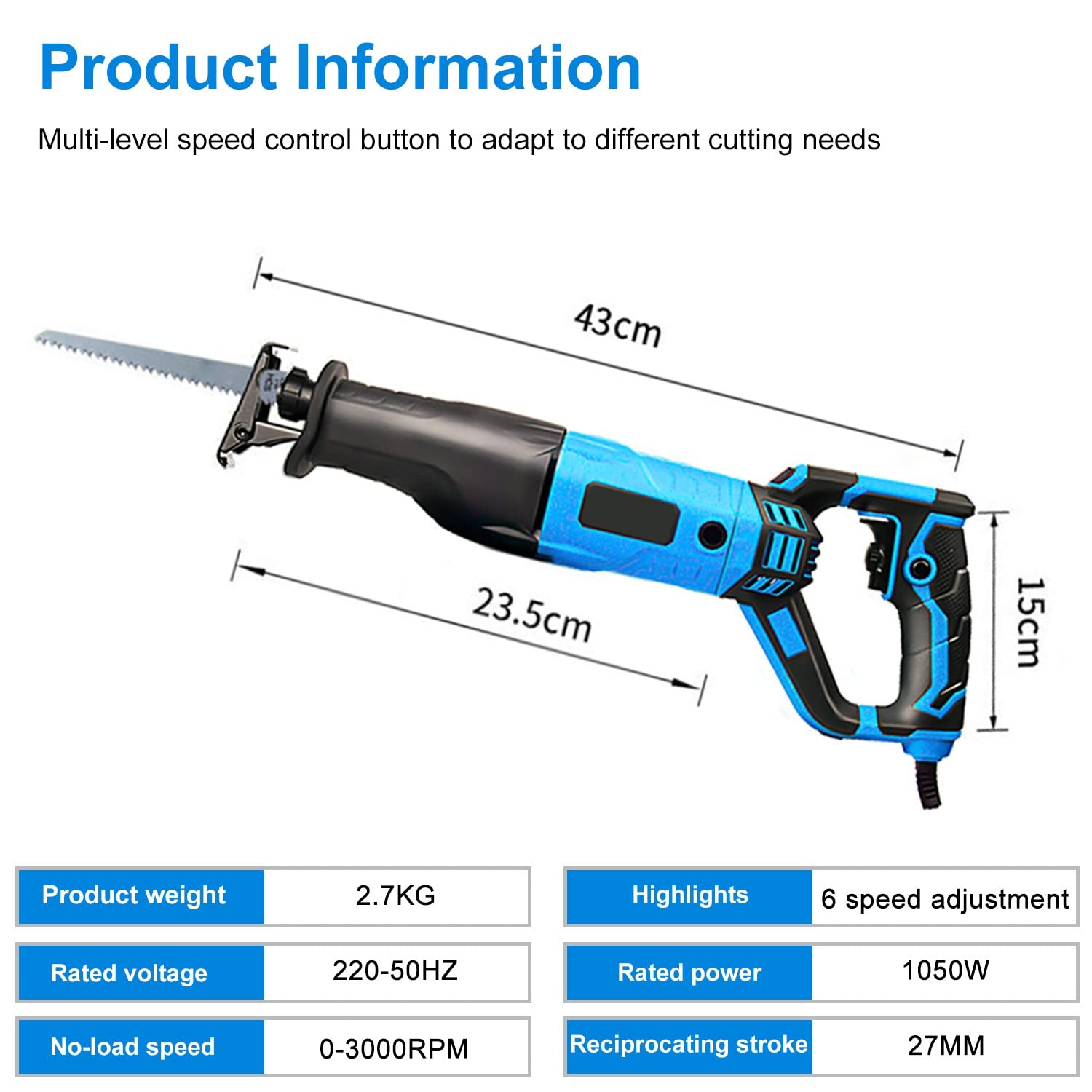 Scie à Os de Boucher Electrique, 1050W Scie à Os de Viande, Scie Sabre Boucher avec Lames de Scie Remplaçables pour le Supermarché/Restaurant (Color:blue,Size:1050W)
