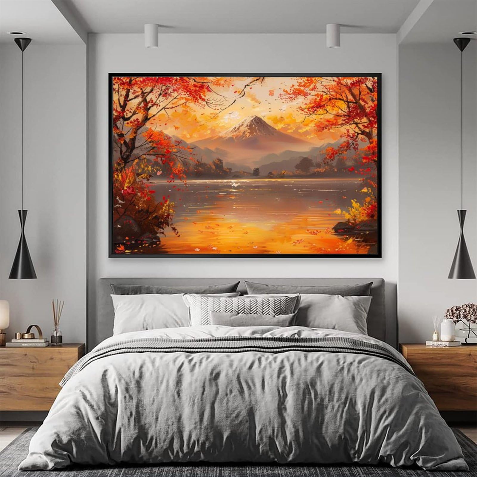 Amazon.co.jp: 絵画 富士山の秋の風景 アートパネル ポスター 美しい