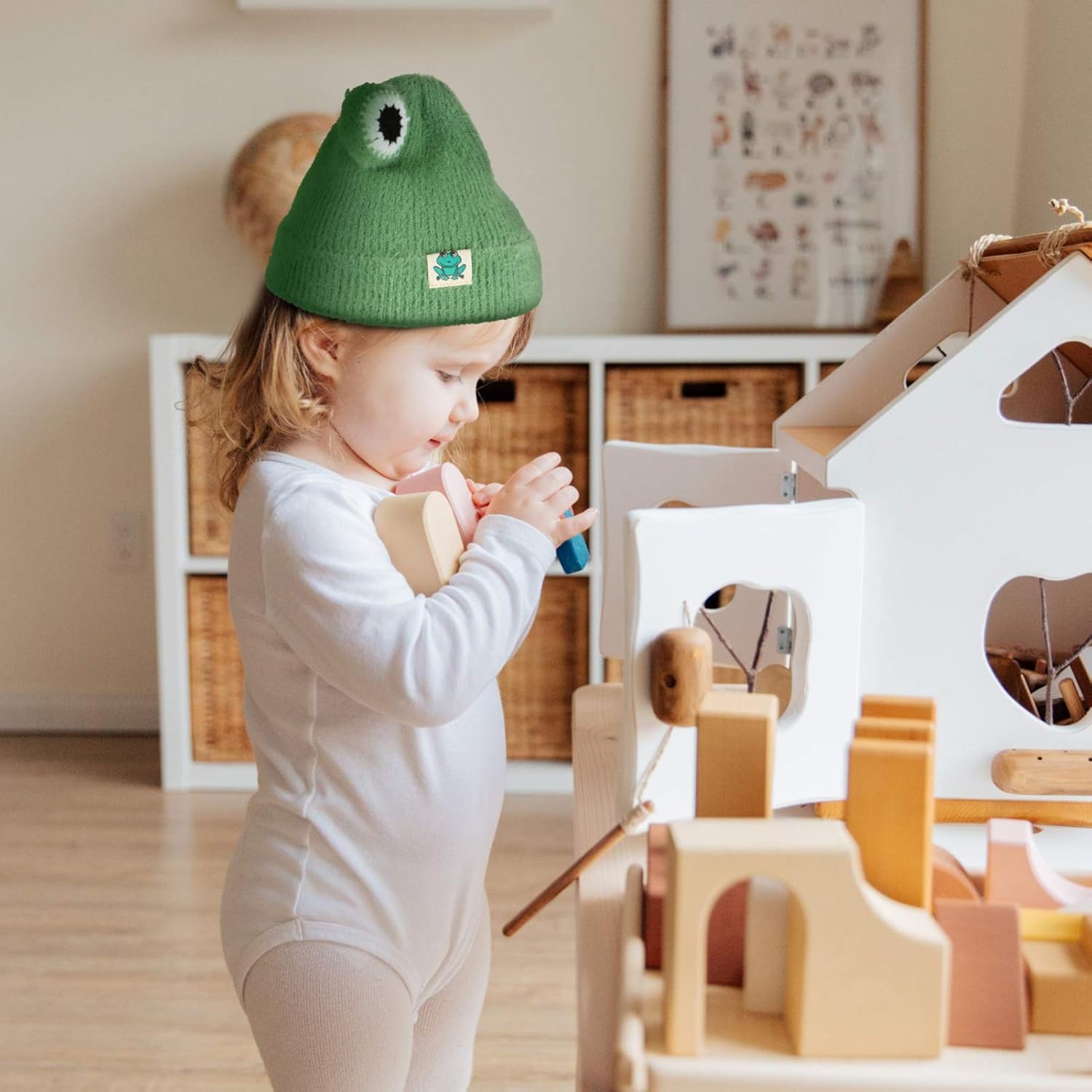 ABOOFAN Frog Hats for Kids Crochet Hat Frog Baby Winter Warm Knit Hat Infant Toddler Kid Crochet Beanie Cap (Green) - Image 7