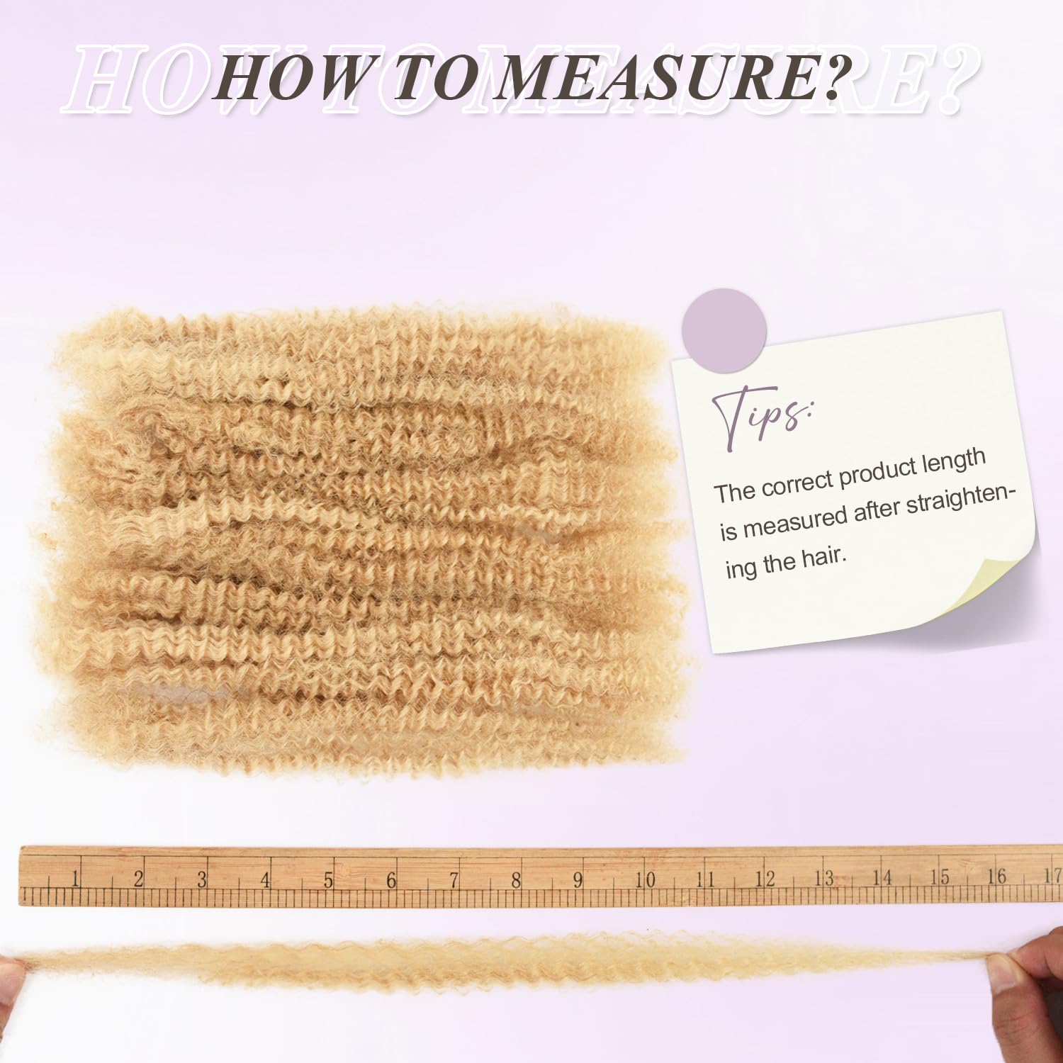 ​Afro Kinkys Bulk Human Hair Kinky-Curly 100% Real Human Hair for Twist, Braiding, Dreadlocks & Sister Locs, Natural Soft Pre Fluffed, Can Be Dyed Bleached(#613 Blonde, 16 Inch)