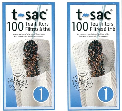 T-Sac Bolsas de filtro de té, infusor de té desechable, tamaño número 1, capacidad de 1 taza, juego de 200