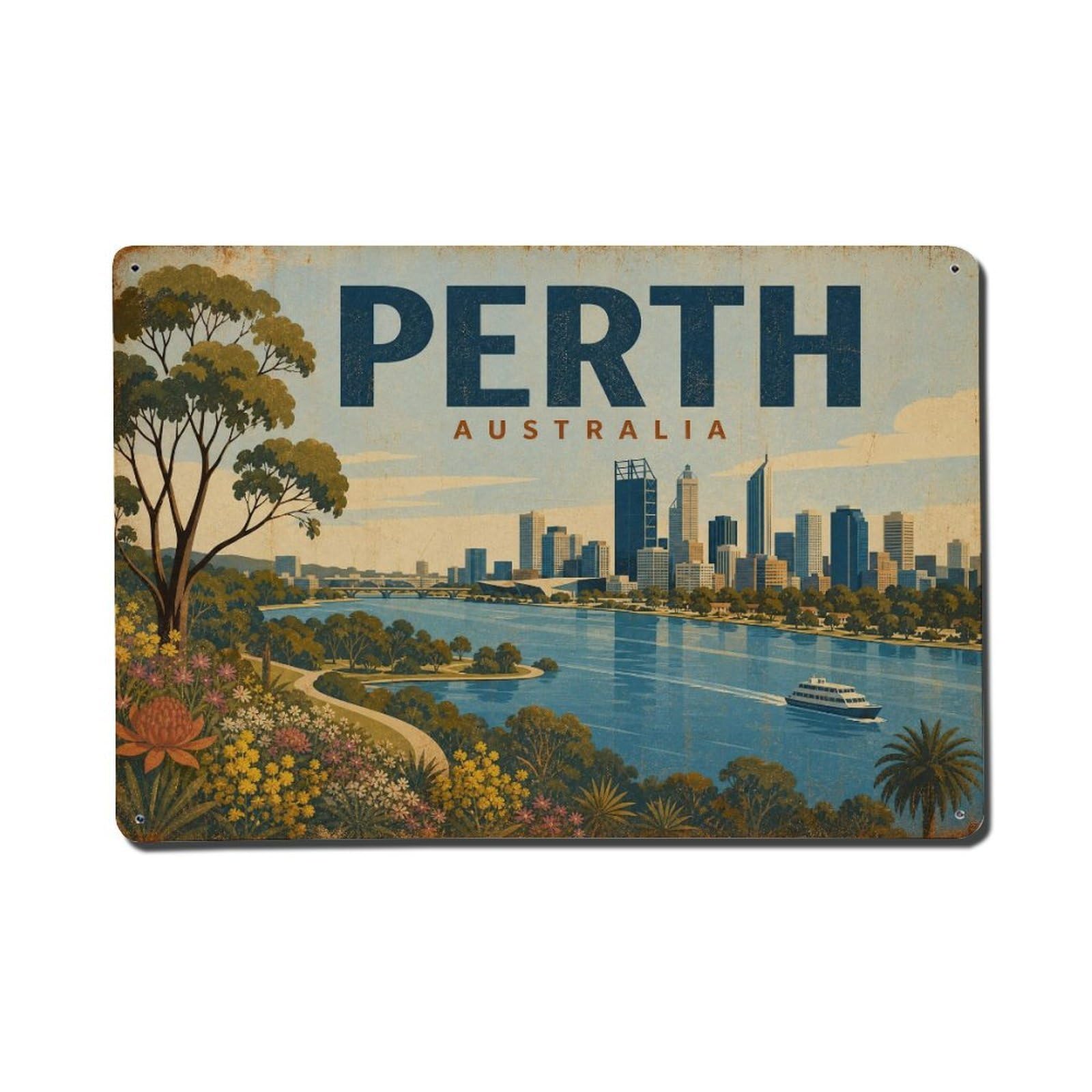 Australia Perth Heritage Travel Classic City Metal Tin Sign