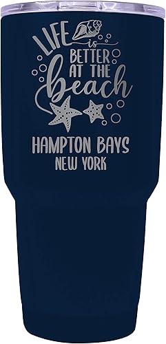 Miniatura 8 de R and R Imports Hampton Bays New York Laser Engraved 24 Oz Insulated Stainless Steel Tumbler Rose Gold