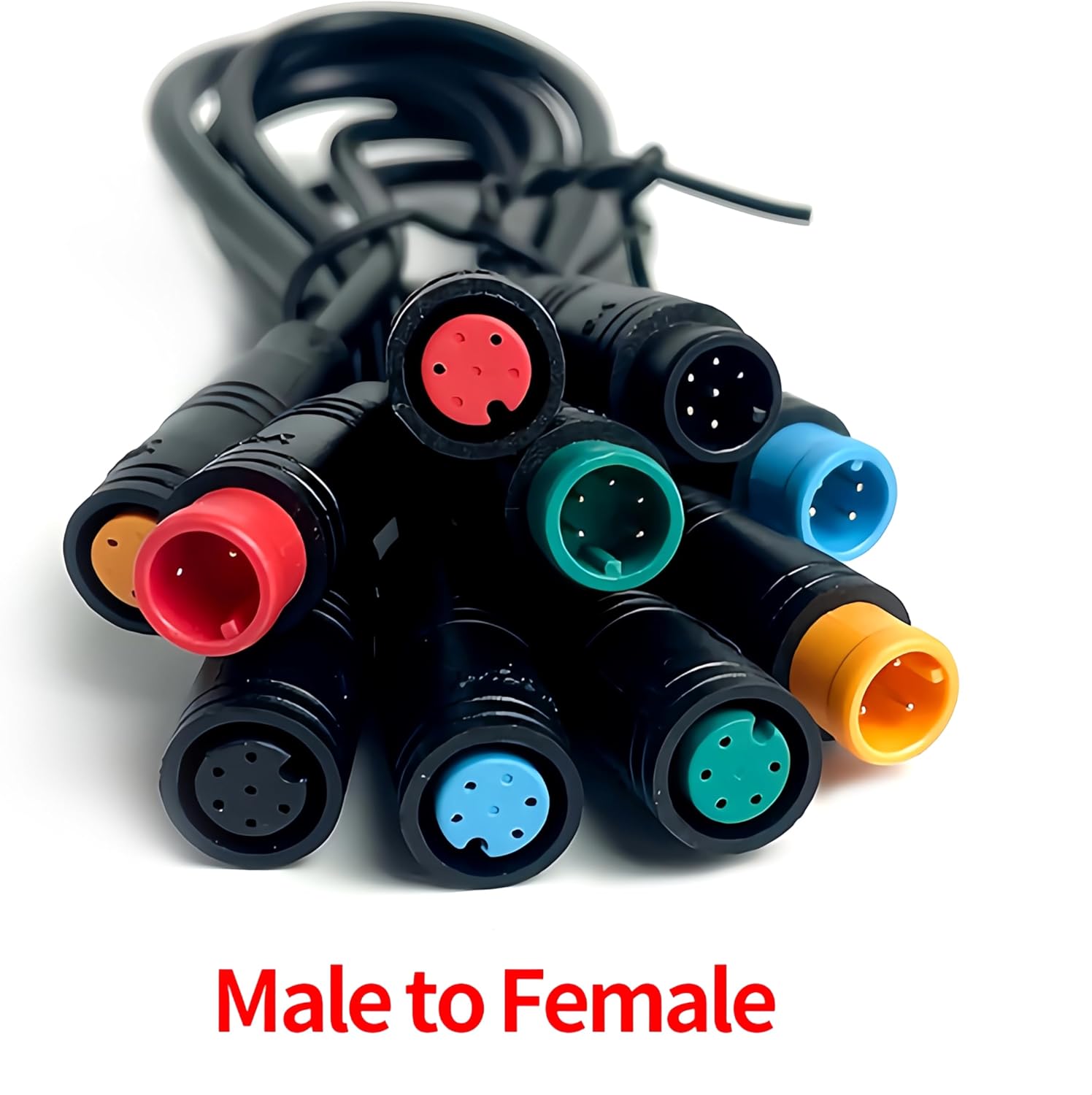 10PCS M8 6 Pin E-Bike Speed Sensor Male to Female M/F Extension Connector Cable Electric Bicycle Waterproof Ebike Wire (Male to Female -6P x10Pcs)