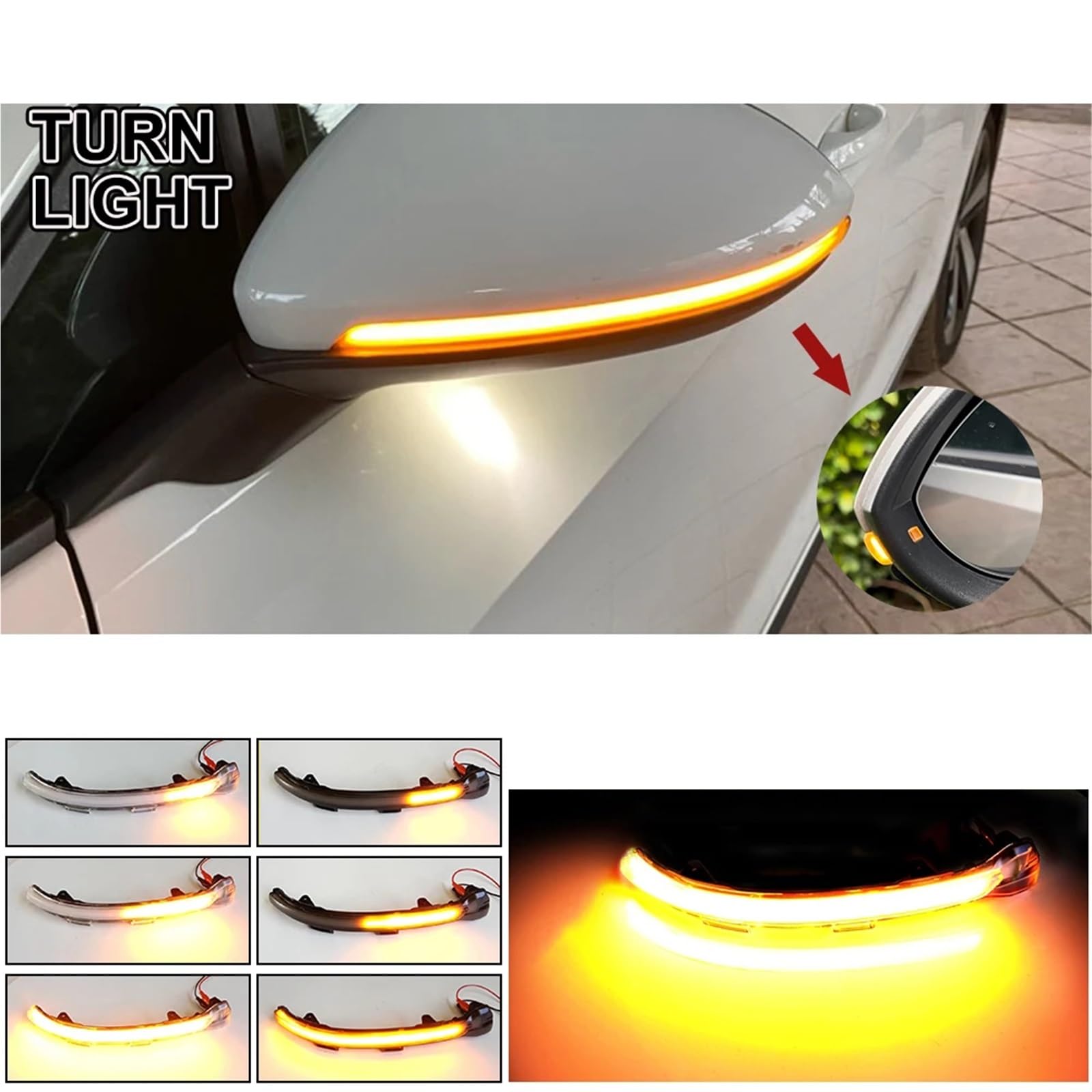 Indicatore Direzione Indicatori Direzione LED Dinamici Luminosi Versione Per VW Per Golf 7 Limousine Per Variant Sportsvan 2014 2015 2016 2017 2018 2019 2020-(Smoked)