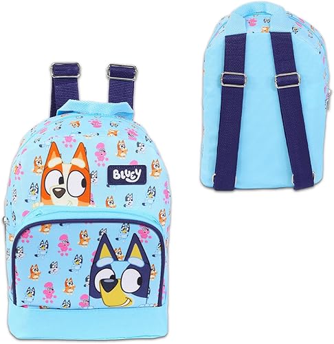 Miniatura 3 de Bluey Paquete de mini mochila Mochila de lona de 10 pulgadas con bolsillo frontal y botella de agua Juego de mochila Bluey y Bingo para niños
