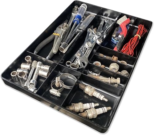 Miniatura 10 de Protoco 6070 Bandeja de plástico organizadora de caja de herramientas con 10 compartimentos, 16 x 11 x 1.5 pulgadas, color amarillo