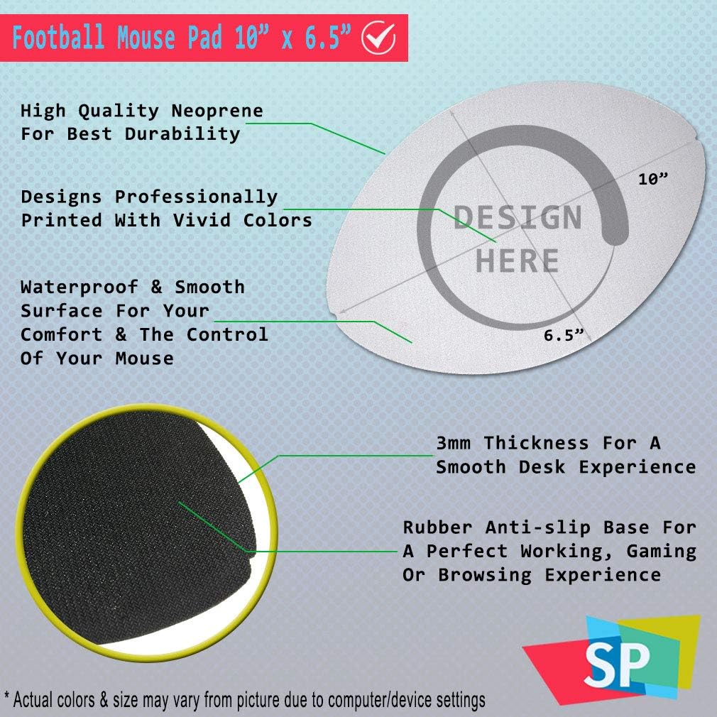 Mouse Pad Custom Personalized Photo Picture & Text Neoprene Office Supplies & Gaming Computer Desk Accessories Football Shape 3 71DuePcP3VL. AC SL1010