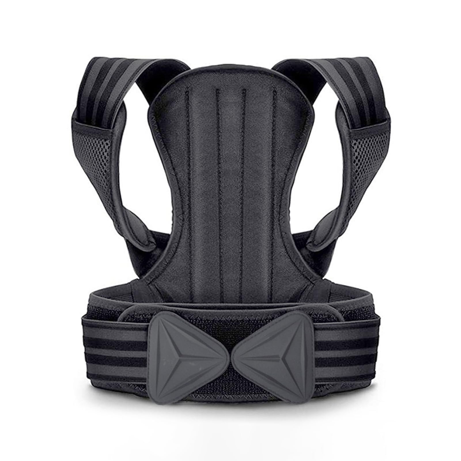 Supporto Dritto per la Schiena, per Uomini e Donne, Anti-Hunchback correttore, a Spalla Aperta,Fascia Traspirante Posturale Correzione,Schwarz-L