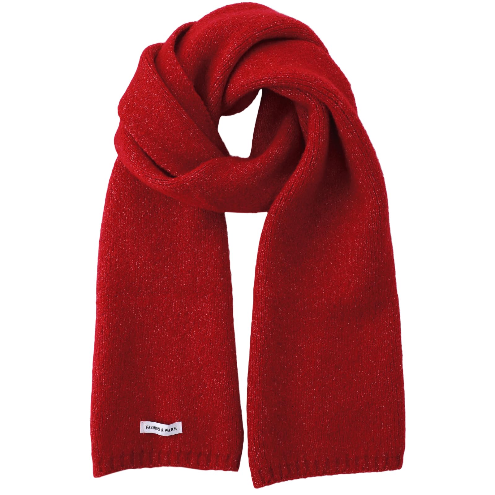 trifabricy Winter Scarf for Women - Womens Warm Knitted Wool Winter Scarf Cold Weather Soft Winter Fashion Solid Scarves for Men & Women, Red-picture-23
