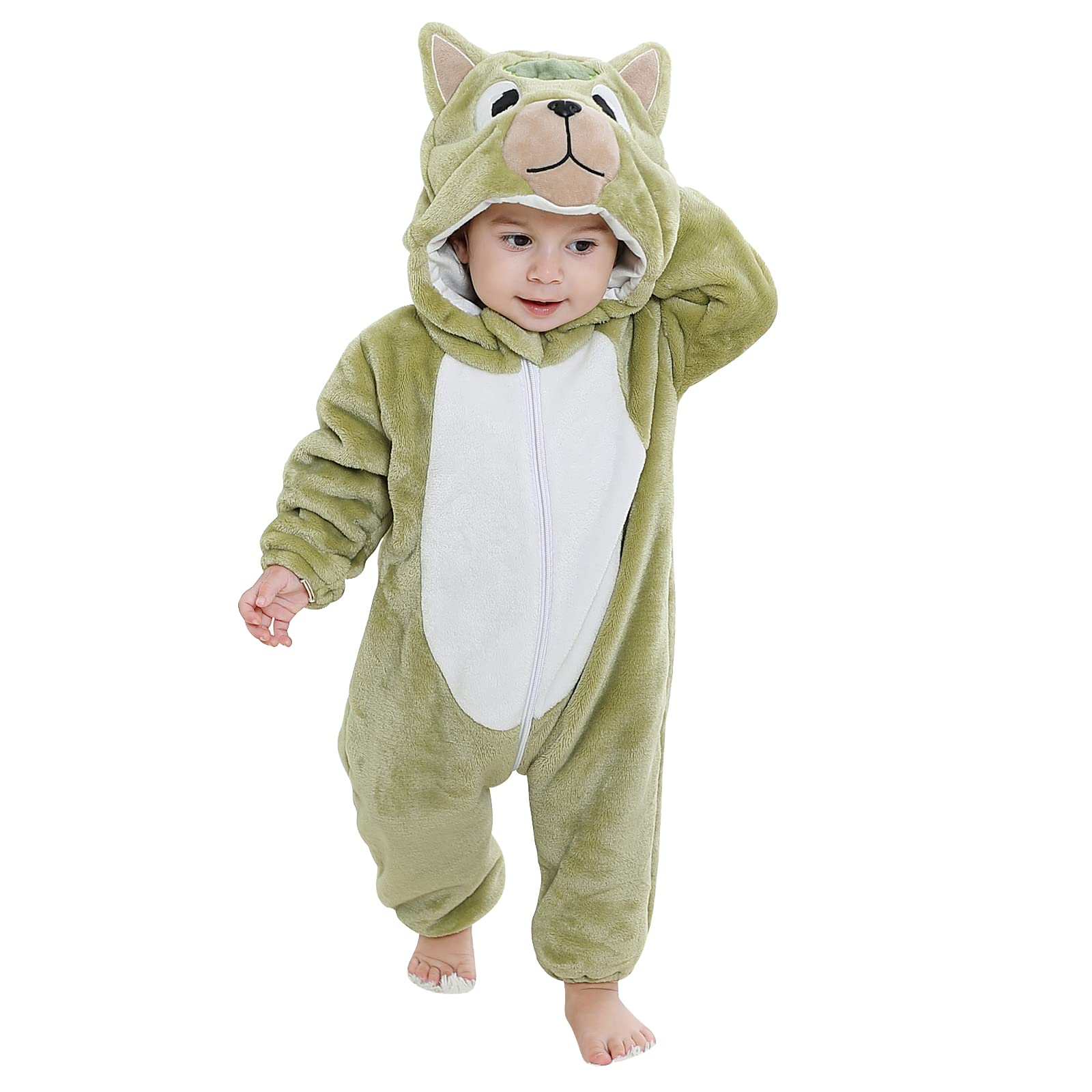 Unisex Bambino Inverno Pagliaccetto Coniglio Tigre Cucire Animale Stile Flanella Cosplay Halloween Costume Attrezzatura