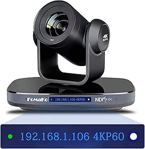 FoMaKo 60FPS 4K NDI PTZ Camera, 20X Optical Zoom, 4KP60 AI Auto-Tracking, 1/1.8 UHD CMOS 8.42MP USB3.0 3G-SDI HDMI, for Church Worship Education Conference Events, (NDI License Included) (K820N Black) asin的图片