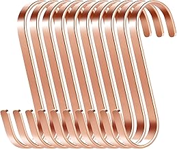ilauke Gancio a S, 10 S Gancio Attaccapanni in Acciaio inox a Sospensione Gancio a Forma di S da 7,7cm,Multifunzionale Ganci Resistente per cucina, soggiorno, bagno, giardino (oro rosa)