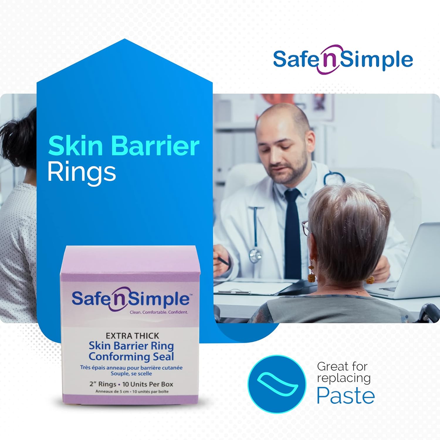 Safe n' Simple Integrity Extended Wear Barrier Rings -2 Inch - Pack of 20 - Stoma Barrier Rings Barrier - Cohesive Skin Barrier - Accessories for Ostomy-Colostomy-Ileostomy- Supplies