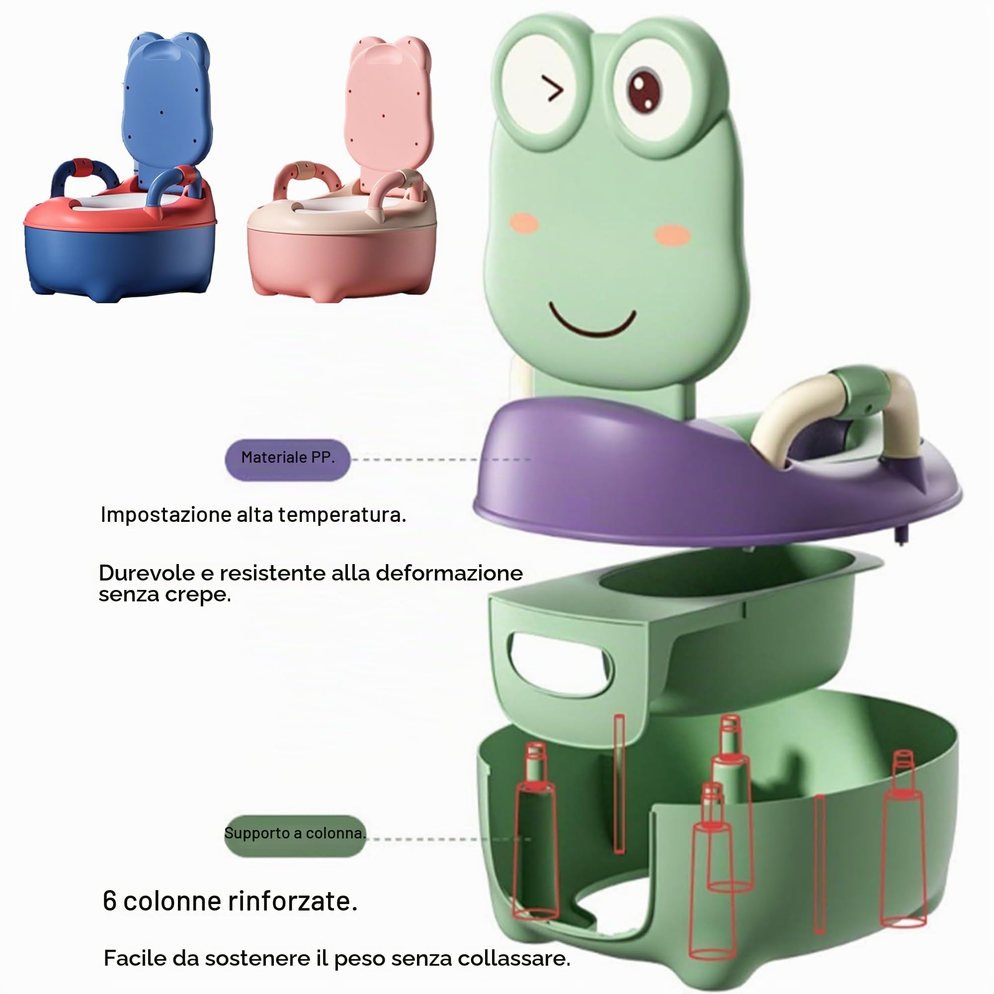 SUQ Vaso per bambini, Bambini Potty Training Toilet Seat con Splash Guard, Fun Kids Toilet Seat, Vaso Training Toilet per ragazzi e ragazze, con 1 spazzola, Incoraggiare la pratica neonati(Verde)