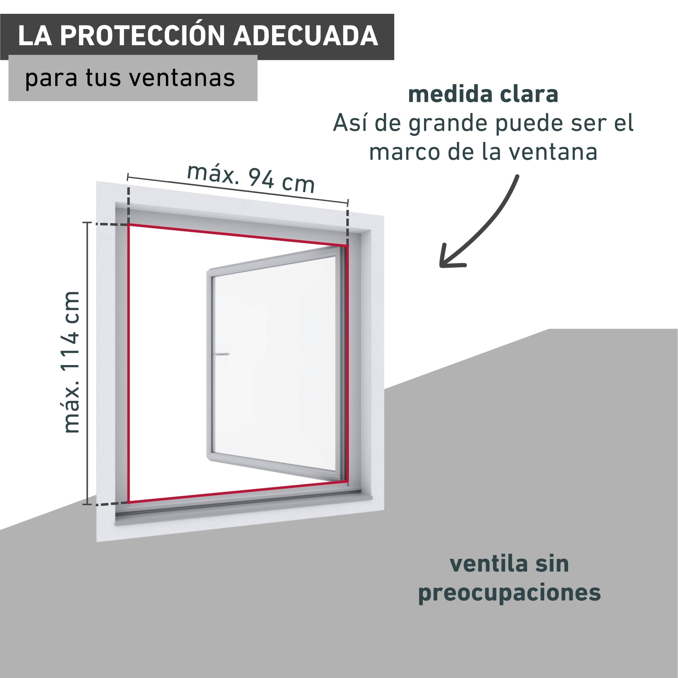Windhager Ventana magnética de protección contra insectos, marco magnético para mosquitera, mosquitera, montaje sin herramientas, antracita, kit de autoensamblaje 100 x 120 cm, 04301
