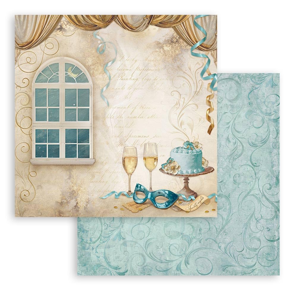 Stamperia - Scrapbook Sheets for Scrapbooks, Albums, Card Making, Bullet Journals and More, Acid Free, Double-Sided, Perfect for Crafts and Gifting (Masquerade, Window) (30.5 x 30.5 cm)