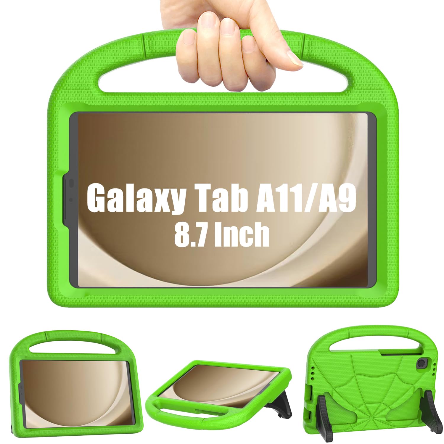 Kids Case for Samsung Galaxy Tab A11 8.7-inch 2025 / A9 8.7 Inch 2023 / A7 Lite 8.7 Inch 2021, Lightweight Shockproof Cute Cover with Handle Stand for Galaxy Tab A7 Lite (SM-T220/T225/T227) - Green
