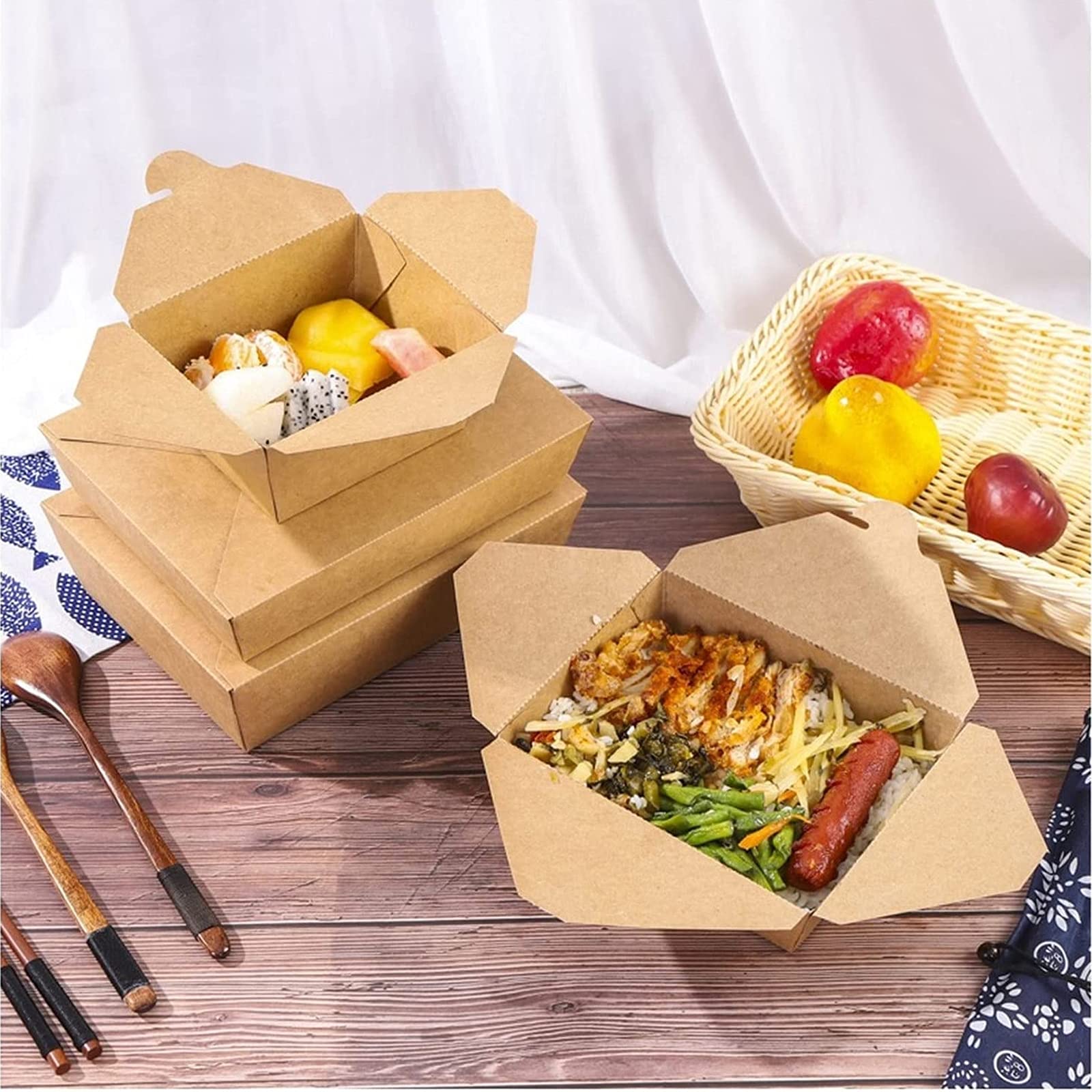 Kraft Hamburgerdozen XL Microwellen Geeignet 50 Stück Burger Boxen Kraftpapier | Einweg Lebensmittel Container L Größe Kraftpapier Burgerbox 50 Stück Mikrowellengeeignet Hamburger Dozen