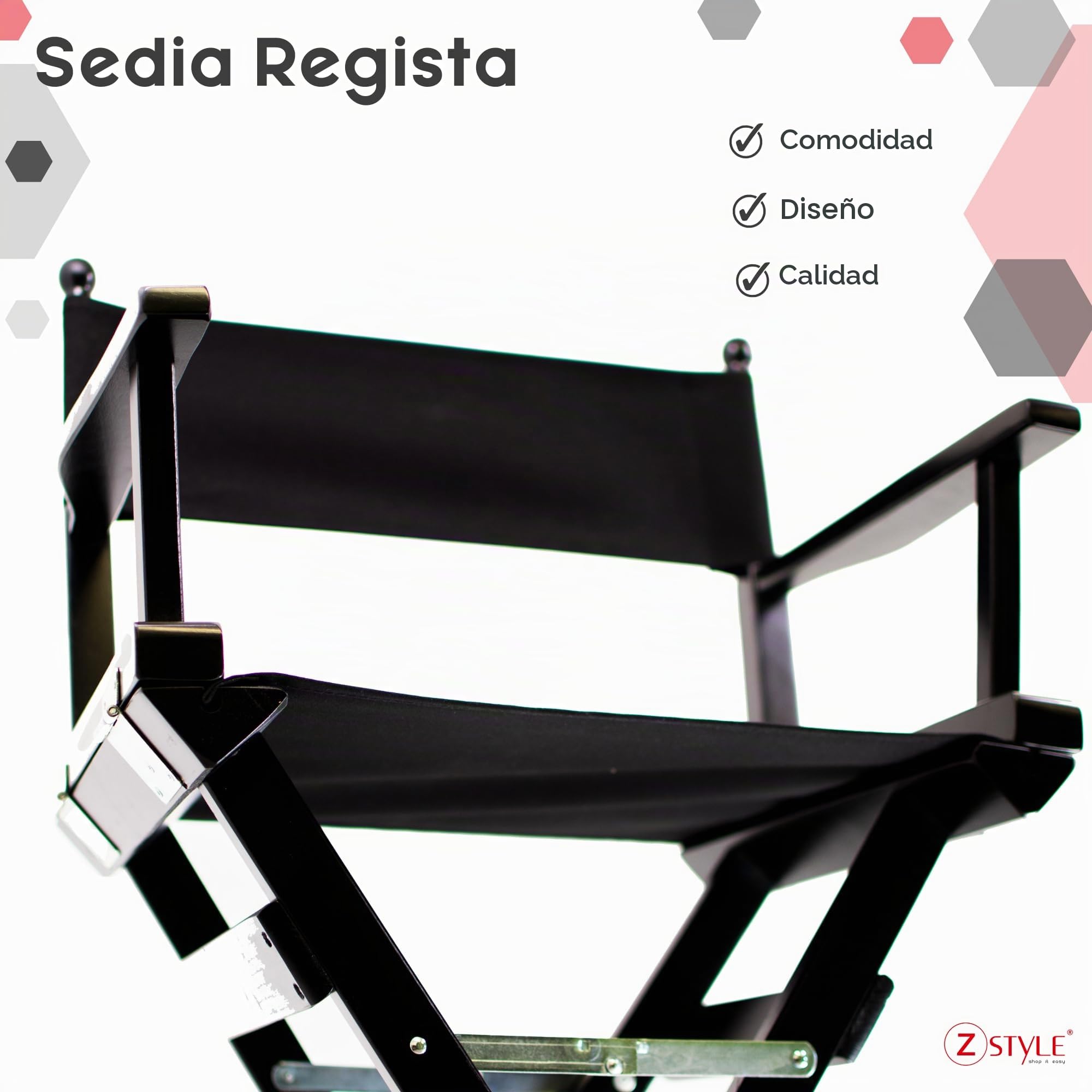 ZStyle Silla de director plegable ligera y portátil, para oficina, hotel, restaurante, casa, porche, bar, maquillaje, madera de haya, tela alta para maquillar (madera de nogal, tela cruda)