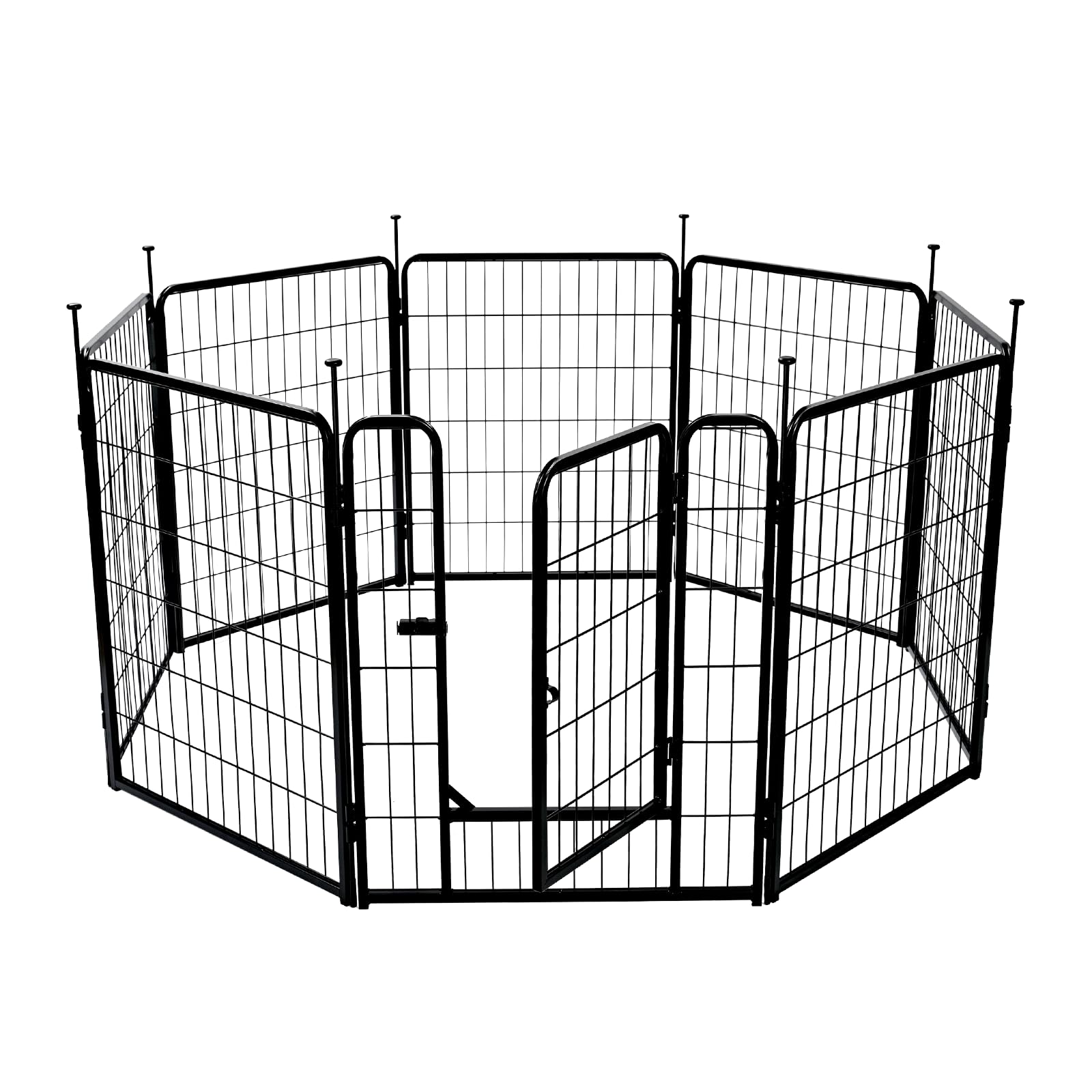Amazon Basics Dog Playpen, 8 Panels Metal Fence with Door, Foldable for Indoor and Outdoor Use, Suitable for Small to Medium Sized Dogs, 30 Inch Height, Black