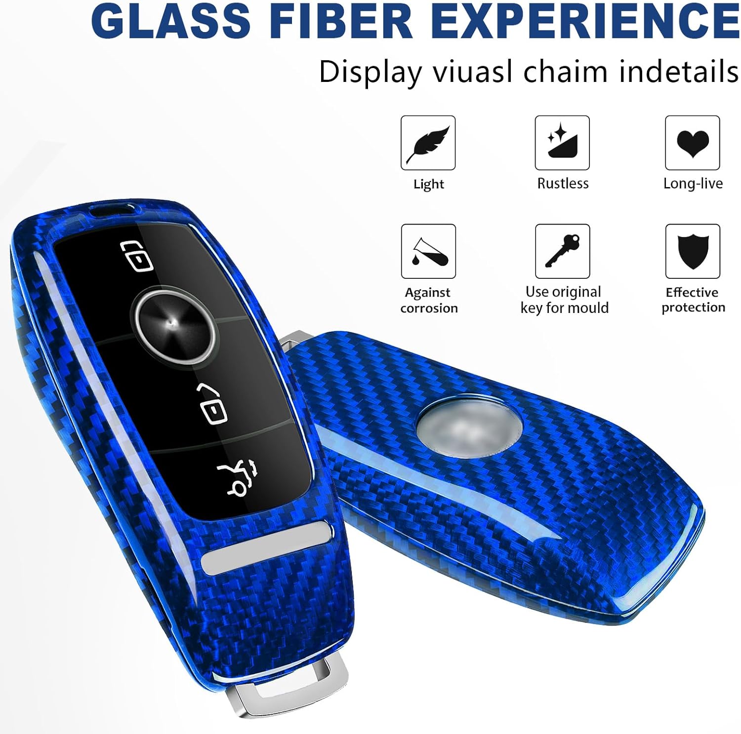 T-carbon Real Glass Fiber Key Fob Cover Compatible with Mercedes Benz,Key Fob Protector Fits for Mercedes Benz AMG A220 CLS Class E Class E63S GLE 350 4Matic S Class Remote Key Case