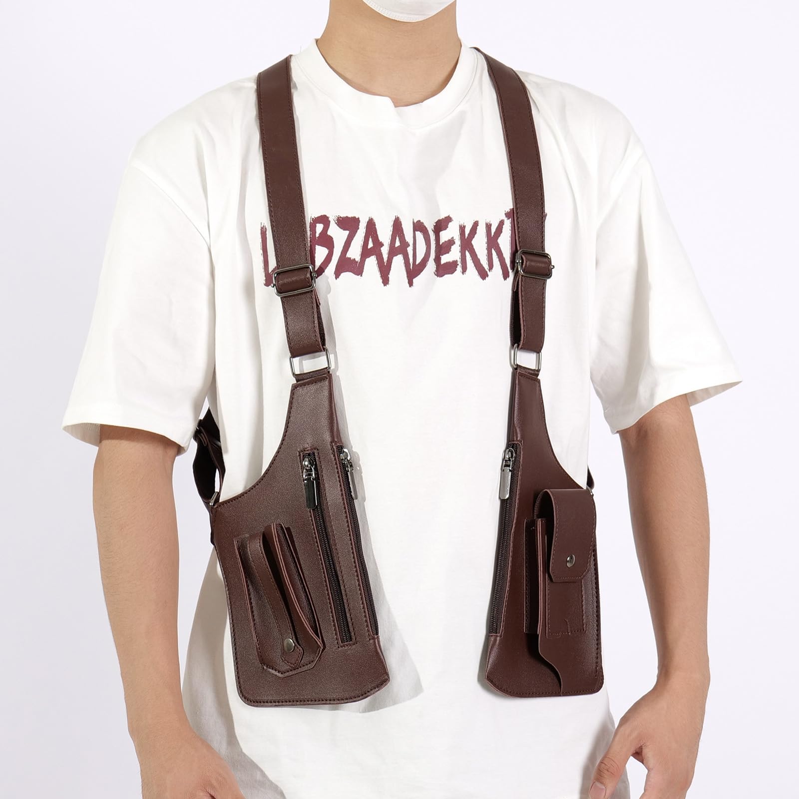 Borsa a Tracolla Ascellare,Antifurto Borsa a spalla e Sottobraccio per Uomo,Doppia Borsa a Tracolla con Regolabile,Borsa Antifurto,Molteplici Tasche Antifurto,per Viaggio,Business e Outdoor
