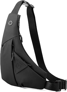 Small Sling Shoulder Crossbody Bag Men Women, Lightweight Anti-theft One Strap Casual Chest Bag Slim Backpack for Outdoor Walking Trip Hiking Biking Black