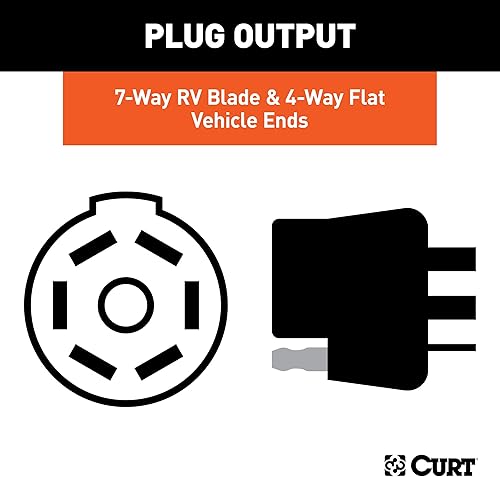 Miniatura 4 de CURT 55774 Doble salida del lado del vehículo de 7 pines, conectores de 4 pines, paquete de remolque de fábrica y enchufe USCAR requerido