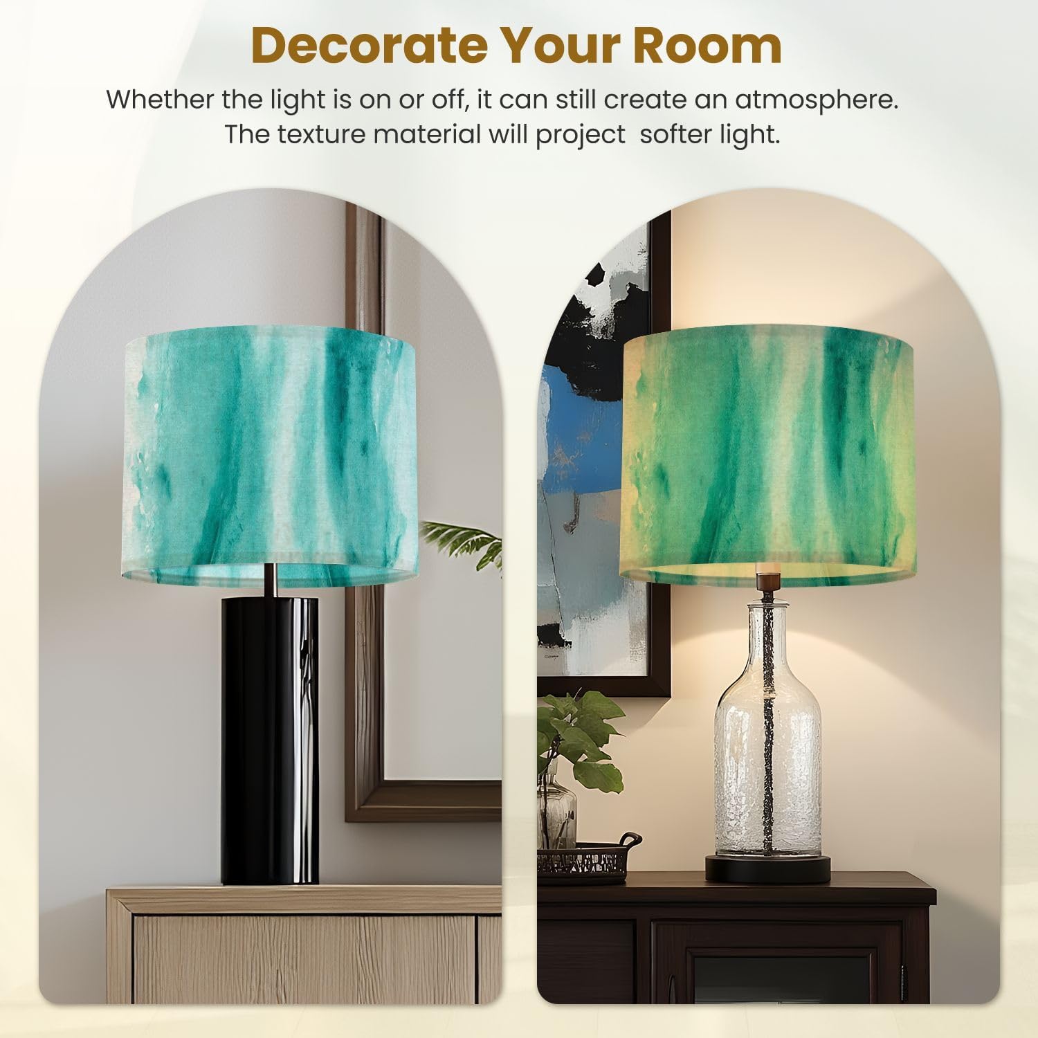 Drum Lamp Shades Abstract green turquoise teal watercolor Art space for design Lampshade for Floor Lamps Table Lamp Pendant Light Linen 16"x16"x12" Replacement Large Lampshades