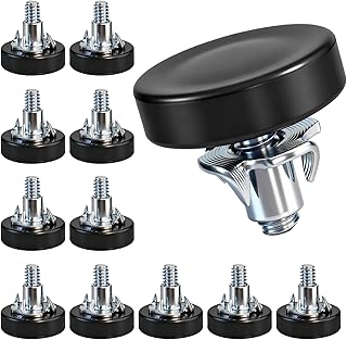 1/4" Thread Leveling Feet with T-Nuts, 12 PCS Adjustable Furniture Leg Levelers - Multi-Use Screw-in Feet for Desks, Tables, Cabinets & Chairs