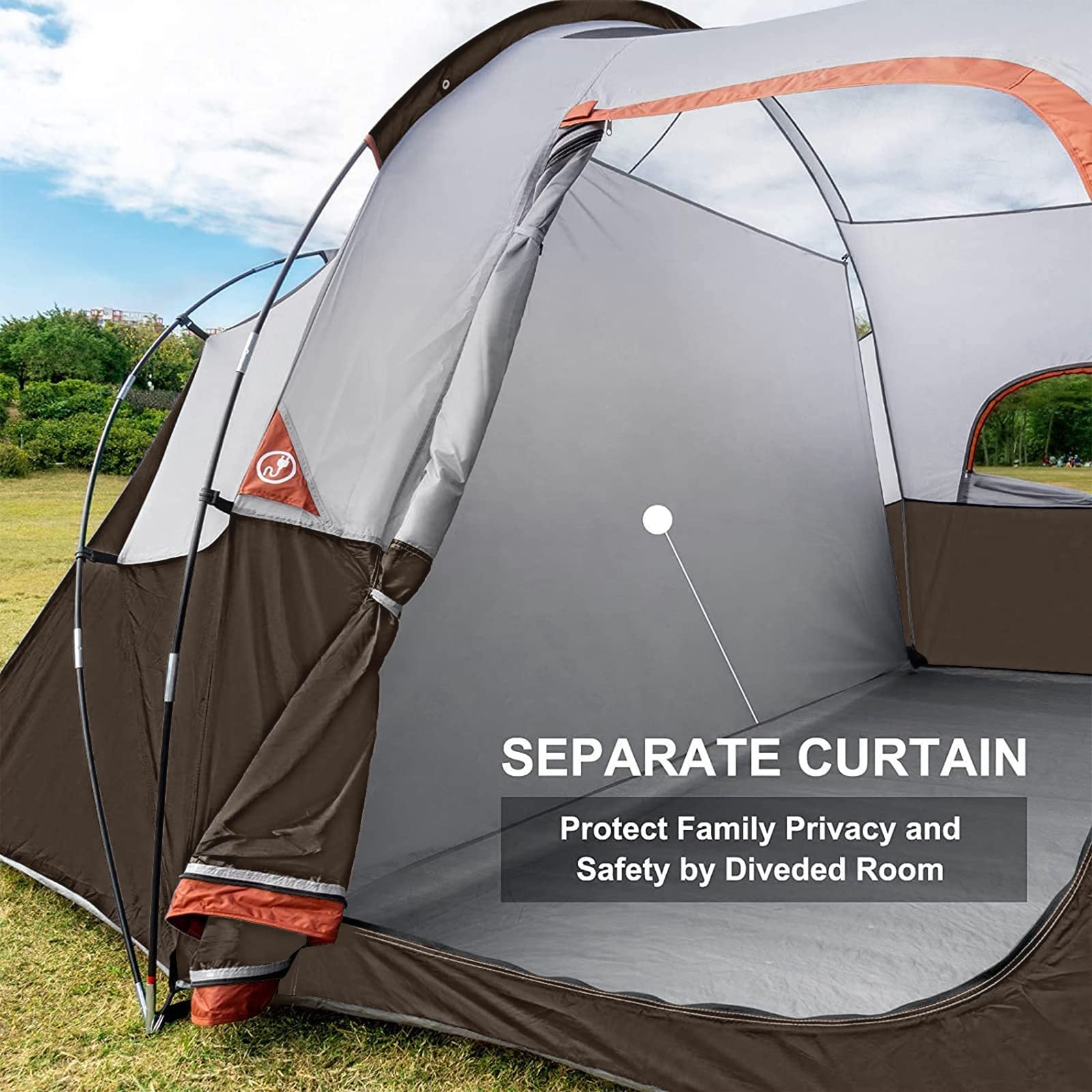 HIKERGARDEN Tenda da campeggio per 6/8 persone, portatile, facile da montare 420 * 330 * 180cm