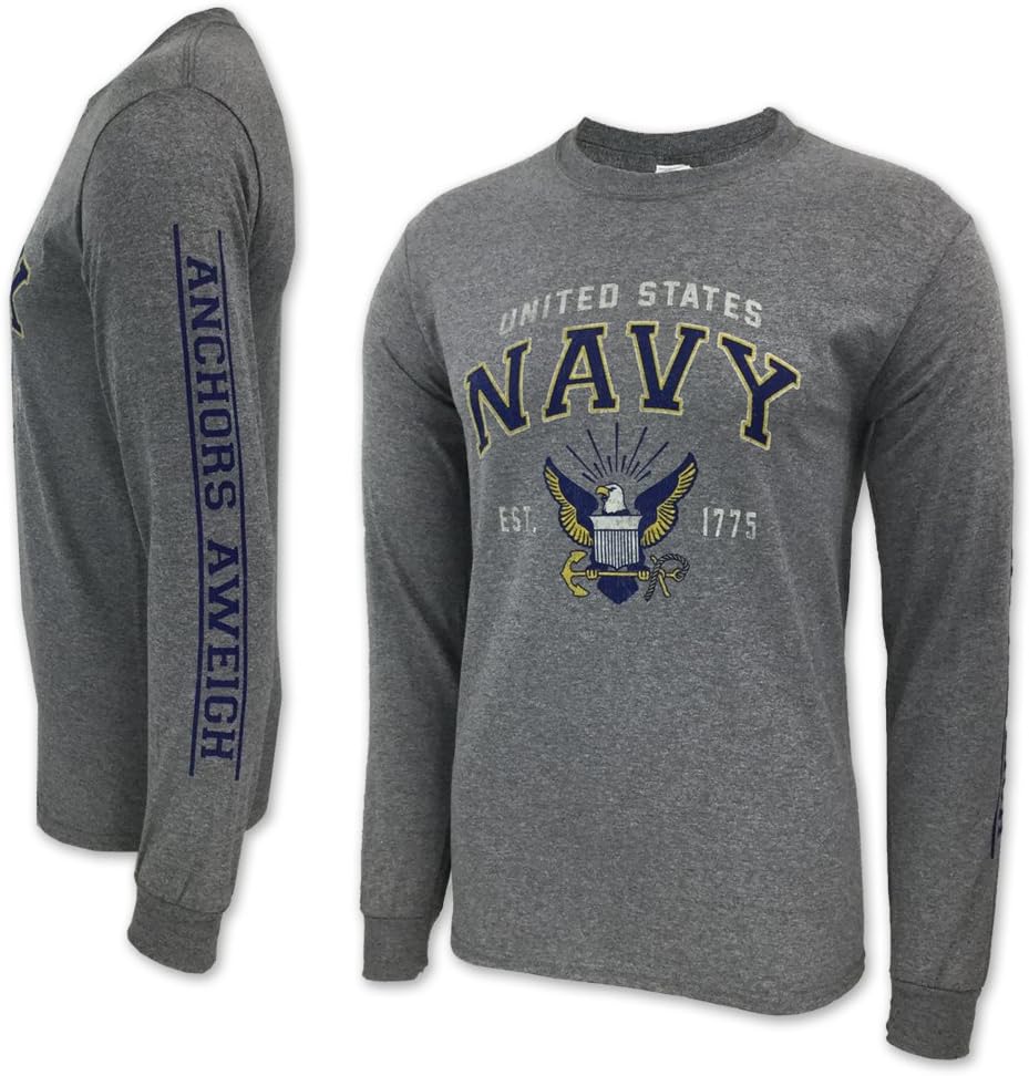 Armed Forces Gear Navy Eagle Est. 1775 Long Sleeve T-Shirt - Official Licensed Navy Shirts for Men