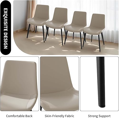 Vista 85 de Sillas de comedor, modernas sillas de comedor de piel sintética con patas de metal resistentes, asiento tapizado, sillas laterales decorativas