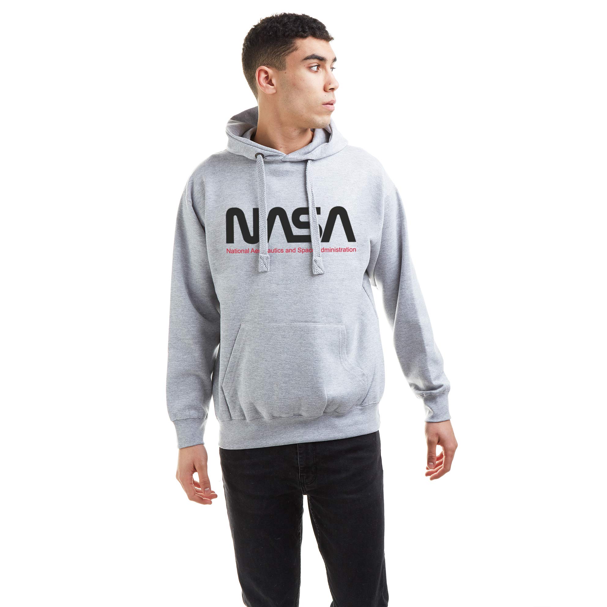 Nasa Men's Insignia Hooded Sweatshirt, Grey Marl, XL UK