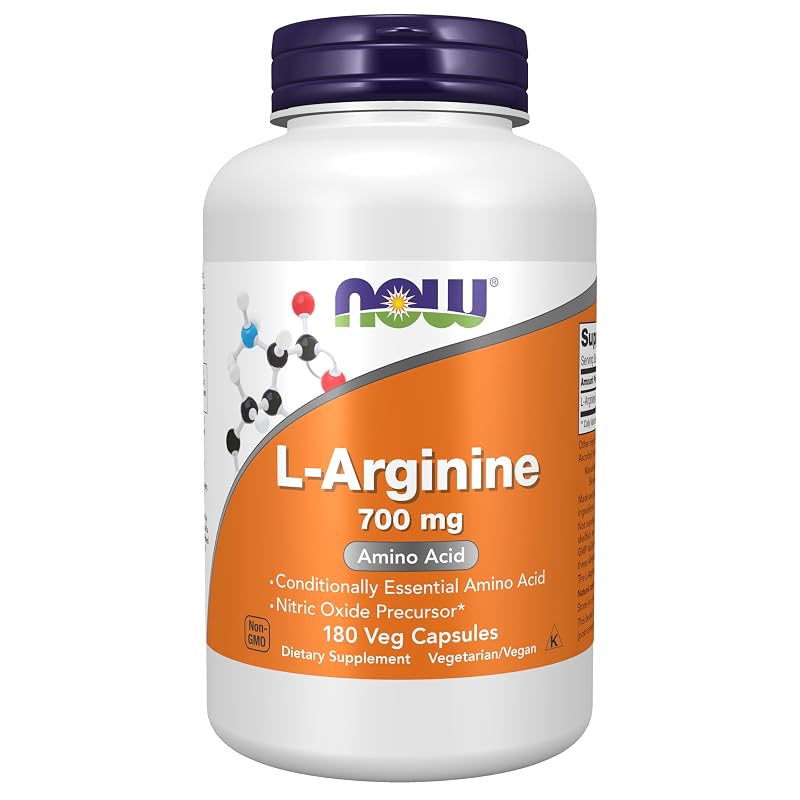 NOW Suplemento de L-Arginina 700 mg, 180 cápsulas vegetais