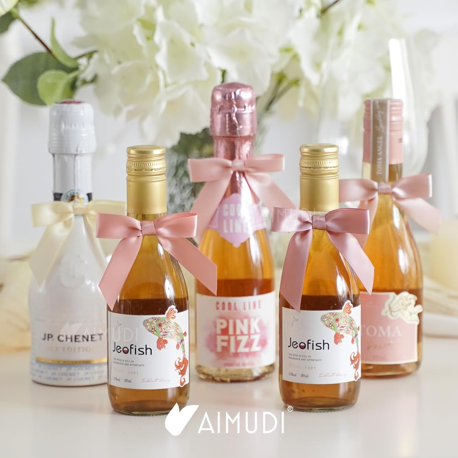 AIMUDI 5 Colors Dusty Rose Bows 2.5" Pink Satin Twist Tie Bows for Gift Wrapping Premade Satin Bows for Making Crafts Treat Bag Baby Shower Birthday Party Wedding Decoration, 50 PCs - Image 6