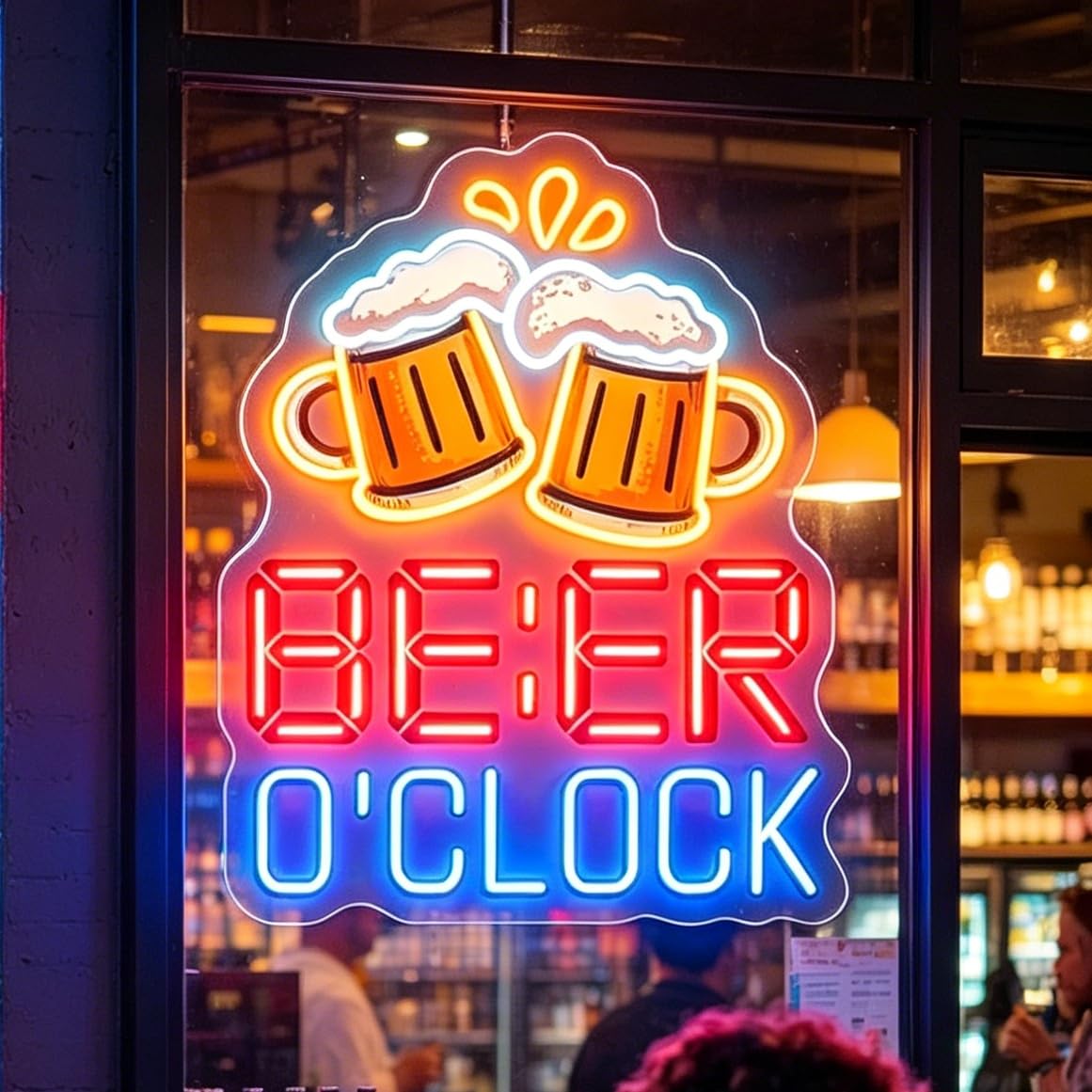 Beer Neon Light Beer O'Clock Neon Sign for Beer Shop, Sports Bar, Man Cave Dimmable Drink Light Sign for Bar, Pub, Kitchen Wall Decor Soccer Fan Gift for Him