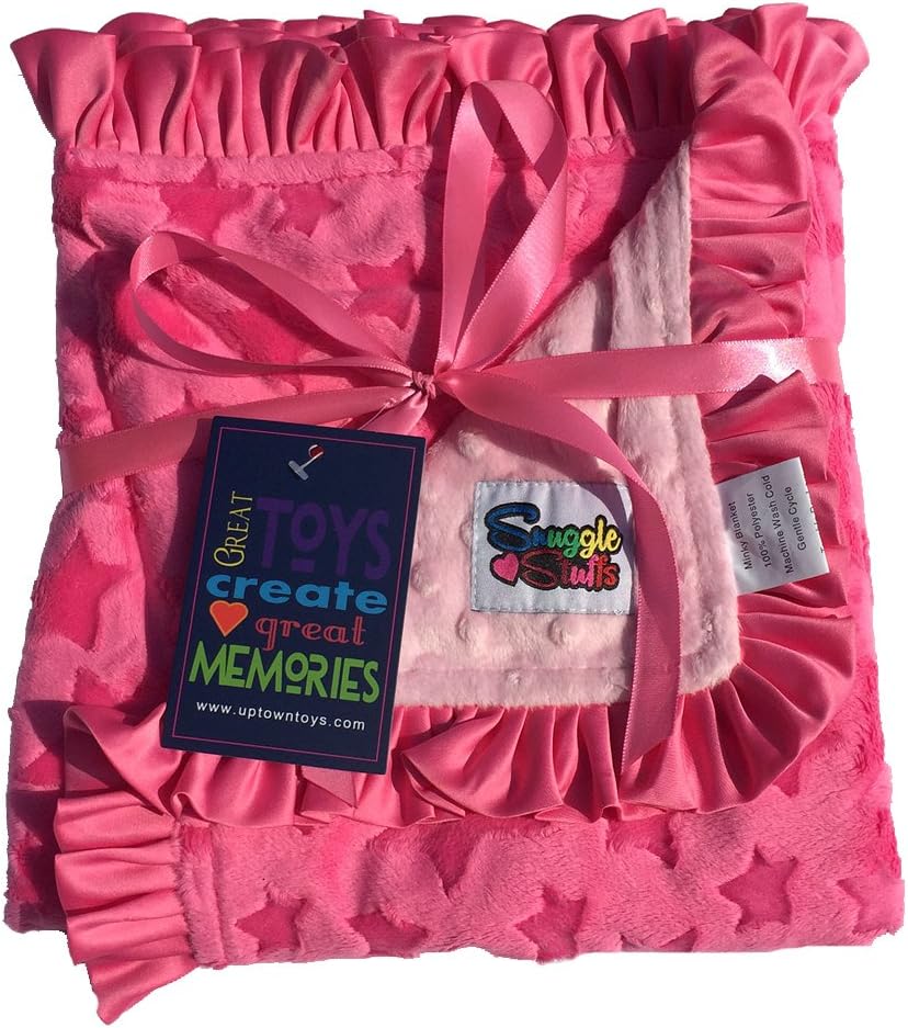 Baby Girls Reversible Minky Velboa Stroller Blanket (Choose